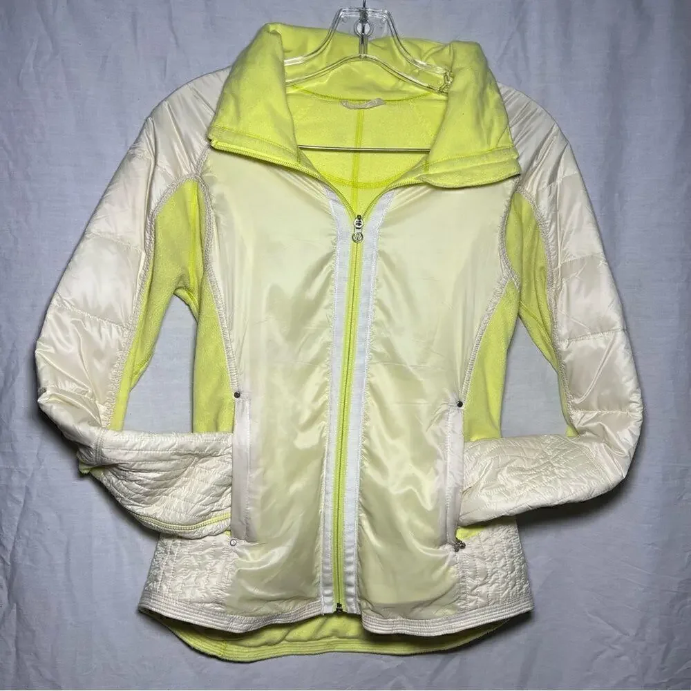 Lululemon Run Bundle Up Jacket without Luxechange Hood Clarity Yellow 6‎